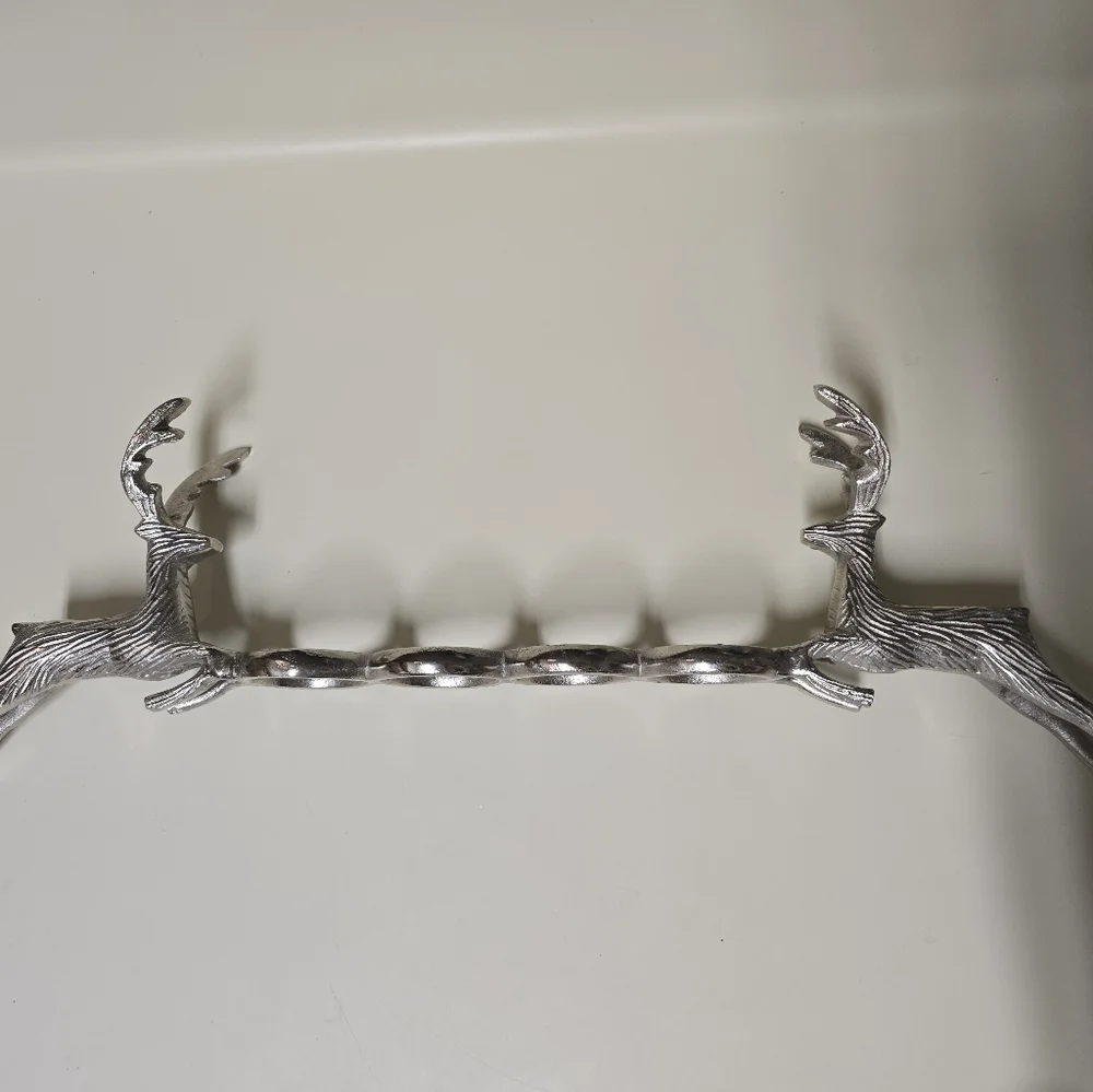 Vintage Stag Silver Plated Deer Candle Holder Rustic Cabin Centerpiece Reindeer